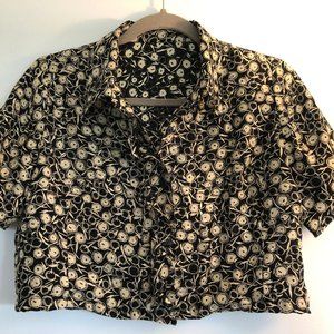 Short sleeve button up crop top